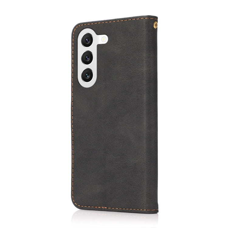 For Samsung Galaxy S25 5G Dual-color Stitching Leather Phone Case(Black Brown) - Galaxy S25 5G Cases by buy2fix | Online Shopping UK | buy2fix