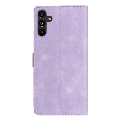 For Samsung Galaxy S25 5G Flower Butterfly Embossing Pattern Leather Phone Case(Purple) - Galaxy S25 5G Cases by buy2fix | Online Shopping UK | buy2fix