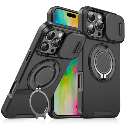 For iPhone 16 Pro Sliding Camshield Ring Holder Phone Case(Black) - iPhone 16 Pro Cases by buy2fix | Online Shopping UK | buy2fix