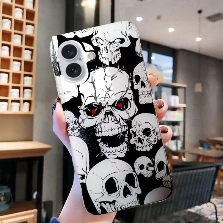 For iPhone 16 Plus Colored Drawing Pattern TPU Phone Case(Skull) - iPhone 16 Plus Cases by buy2fix | Online Shopping UK | buy2fix