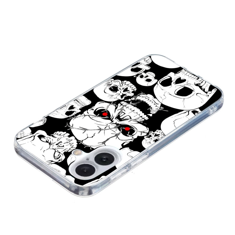 For iPhone 16 Plus Colored Drawing Pattern TPU Phone Case(Skull) - iPhone 16 Plus Cases by buy2fix | Online Shopping UK | buy2fix