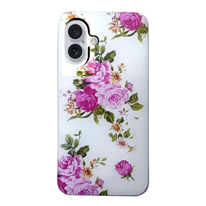 For iPhone 16 Plus Colored Drawing Pattern TPU Phone Case(Rose Flower) - iPhone 16 Plus Cases by buy2fix | Online Shopping UK | buy2fix