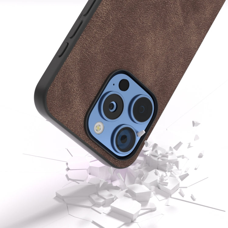 For iPhone 16 Pro Black Frame PU Leather Full Coverage Phone Case(Coffee) - iPhone 16 Pro Cases by buy2fix | Online Shopping UK | buy2fix