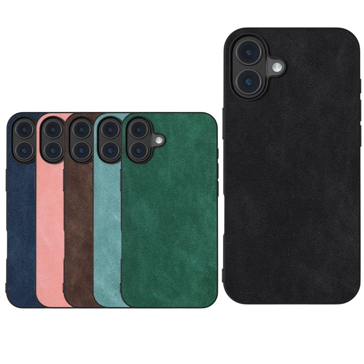 For iPhone 16 Plus Black Frame PU Leather Full Coverage Phone Case(Green) - iPhone 16 Plus Cases by buy2fix | Online Shopping UK | buy2fix