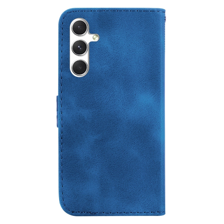 For Samsung Galaxy S25 5G Seven-shaped Embossed Leather Phone Case(Blue) - Galaxy S25 5G Cases by buy2fix | Online Shopping UK | buy2fix