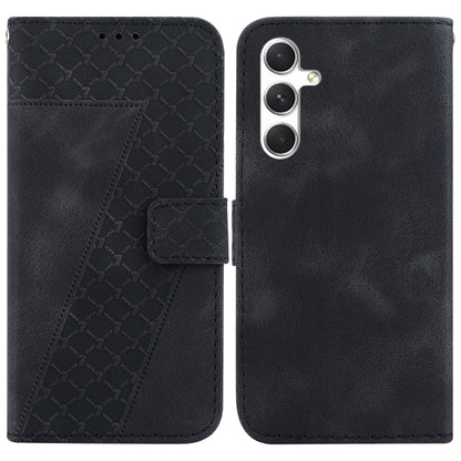 For Samsung Galaxy S25 5G Seven-shaped Embossed Leather Phone Case(Black) - Galaxy S25 5G Cases by buy2fix | Online Shopping UK | buy2fix