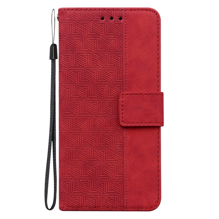 For Samsung Galaxy S25 5G Geometric Embossed Leather Phone Case(Red) - Galaxy S25 5G Cases by buy2fix | Online Shopping UK | buy2fix