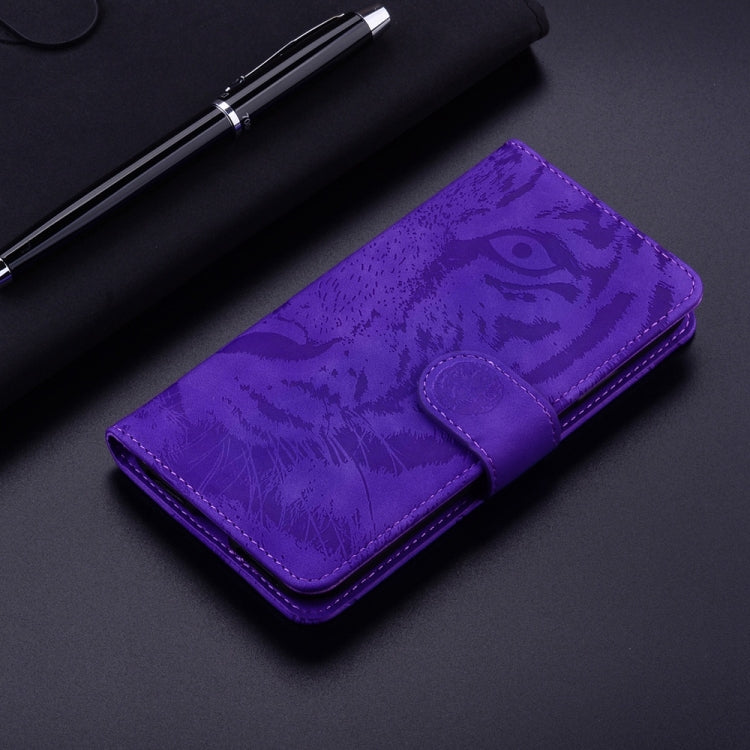 For Samsung Galaxy S25 5G Tiger Embossing Pattern Flip Leather Phone Case(Purple) - Galaxy S25 5G Cases by buy2fix | Online Shopping UK | buy2fix