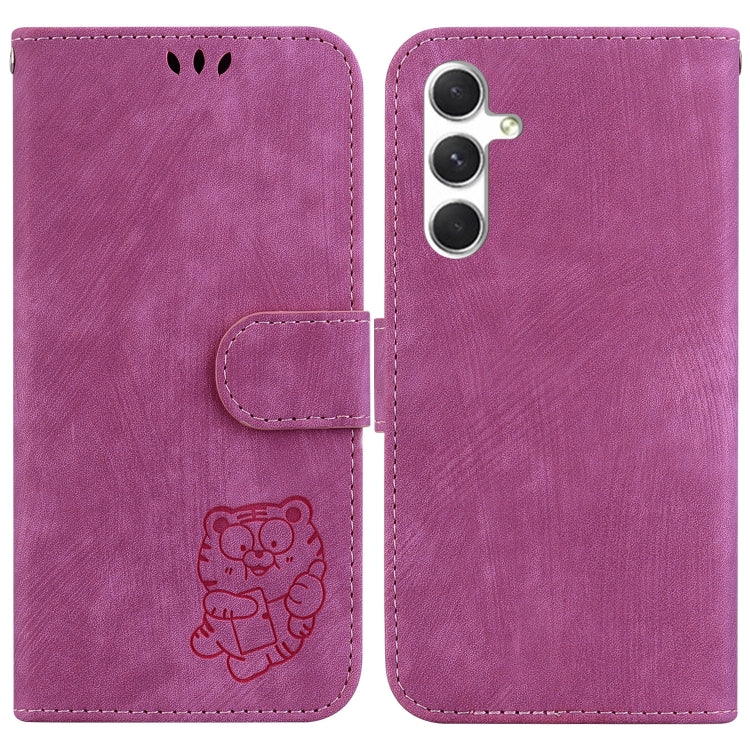 For Samsung Galaxy S25 5G Little Tiger Embossed Leather Phone Case(Rose Red) - Galaxy S25 5G Cases by buy2fix | Online Shopping UK | buy2fix