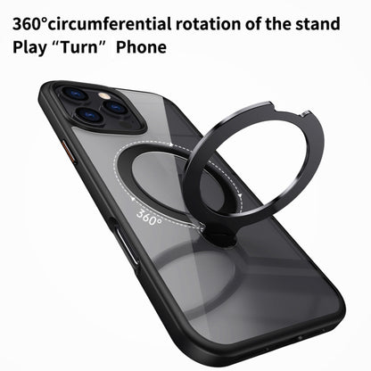 For iPhone 12 Pro Max Transparent MagSafe Magnetic Rotating Ring Holder Phone Case(Blue) - iPhone 12 Pro Max Cases by buy2fix | Online Shopping UK | buy2fix