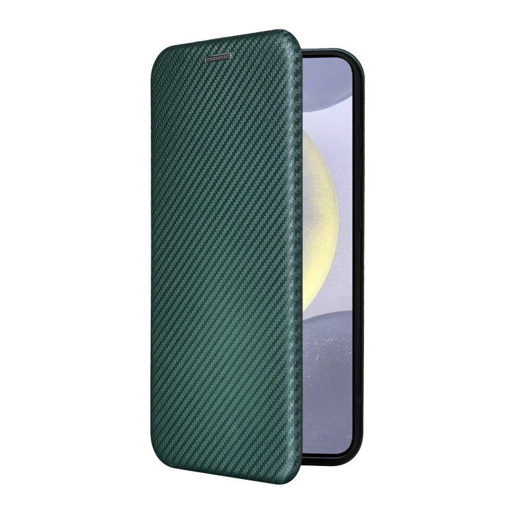 For Samsung Galaxy S25 5G Carbon Fiber Texture Flip Leather Phone Case(Green) - Galaxy S25 5G Cases by buy2fix | Online Shopping UK | buy2fix