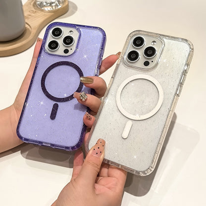 For iPhone 16 Pro Max Glitter Powder TPU Hybrid PC MagSafe Phone Case(Purple) - iPhone 16 Pro Max Cases by buy2fix | Online Shopping UK | buy2fix