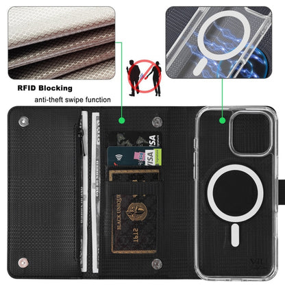 For iPhone 16 Plus ViLi GHB-C Series RFID MagSafe Magnetic Flip Leather Phone Case(Black) - iPhone 16 Plus Cases by ViLi | Online Shopping UK | buy2fix