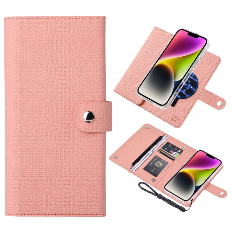 For iPhone 14 Plus ViLi GHB-C Series RFID MagSafe Magnetic Flip Leather Phone Case(Pink) - iPhone 14 Plus Cases by ViLi | Online Shopping UK | buy2fix