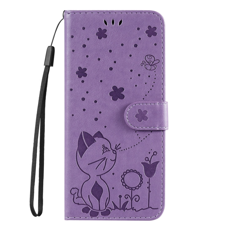 For Samsung Galaxy S25 Ultra 5G Cat and Bee Embossed Flip Leather Phone Case(Purple) - Galaxy S25 Ultra 5G Cases by buy2fix | Online Shopping UK | buy2fix