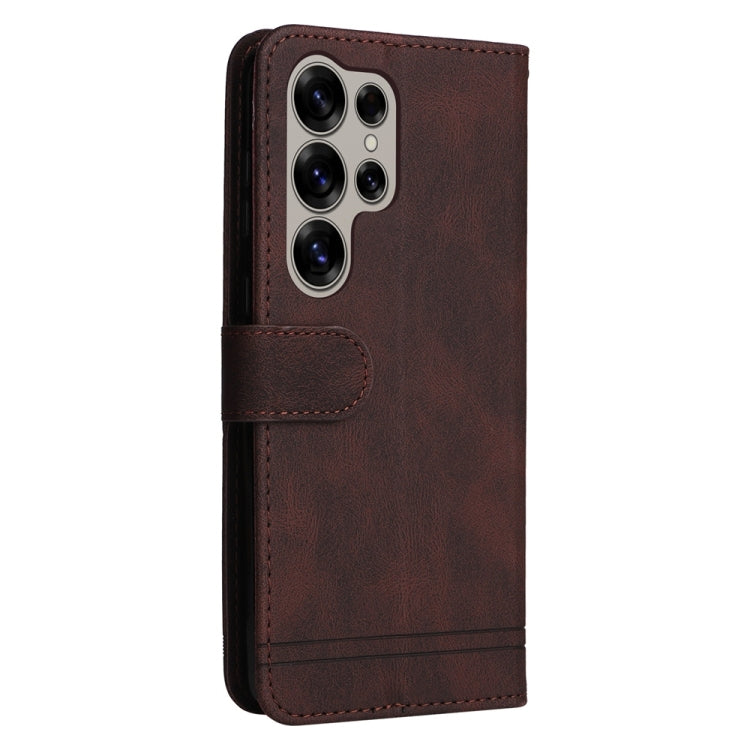 For Samsung Galaxy S25 Ultra 5G Skin Feel Life Tree Metal Button Leather Phone Case(Brown) - Galaxy S25 Ultra 5G Cases by buy2fix | Online Shopping UK | buy2fix