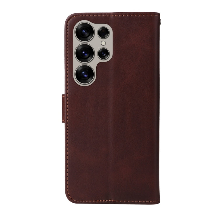 For Samsung Galaxy S25 Ultra 5G Classic Calf Texture Flip Leather Phone Case(Brown) - Galaxy S25 Ultra 5G Cases by buy2fix | Online Shopping UK | buy2fix