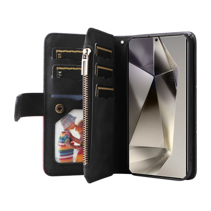 For Samsung Galaxy S25 Ultra 5G Dual-color 9 Card Slots Zipper Wallet Leather Phone Case(Black) - Galaxy S25 Ultra 5G Cases by buy2fix | Online Shopping UK | buy2fix