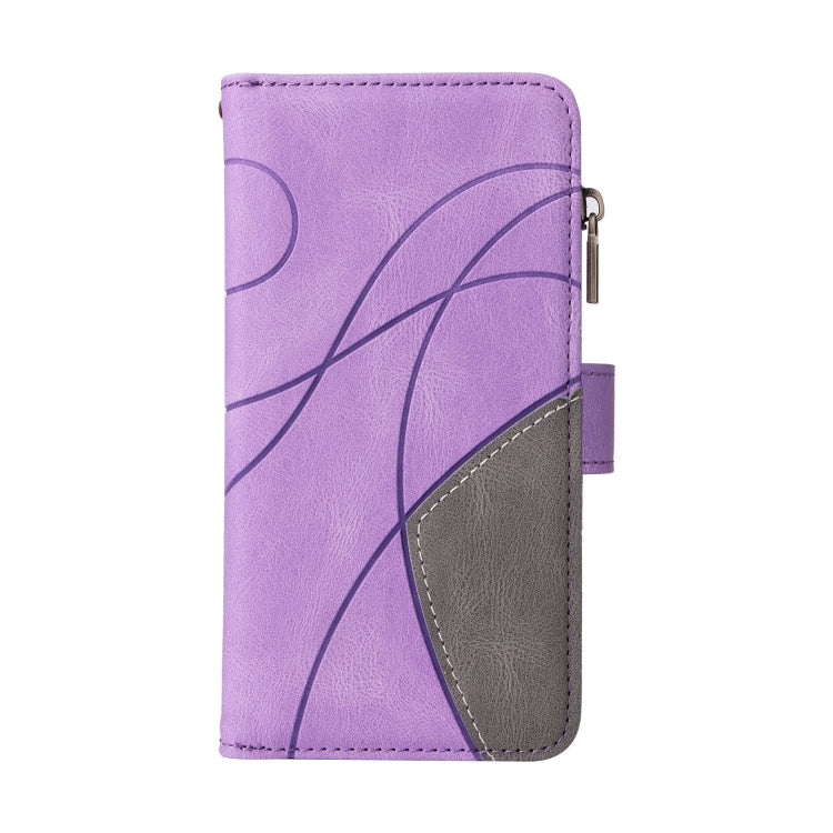 For Samsung Galaxy S25 Ultra 5G Dual-color 9 Card Slots Zipper Wallet Leather Phone Case(Purple) - Galaxy S25 Ultra 5G Cases by buy2fix | Online Shopping UK | buy2fix