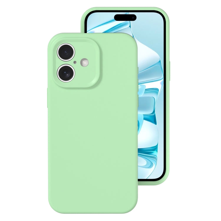 For iPhone 16 Precise Hole Liquid Silicone Jelly Color Full Coverage Phone Case(Mint Green) - iPhone 16 Cases by buy2fix | Online Shopping UK | buy2fix