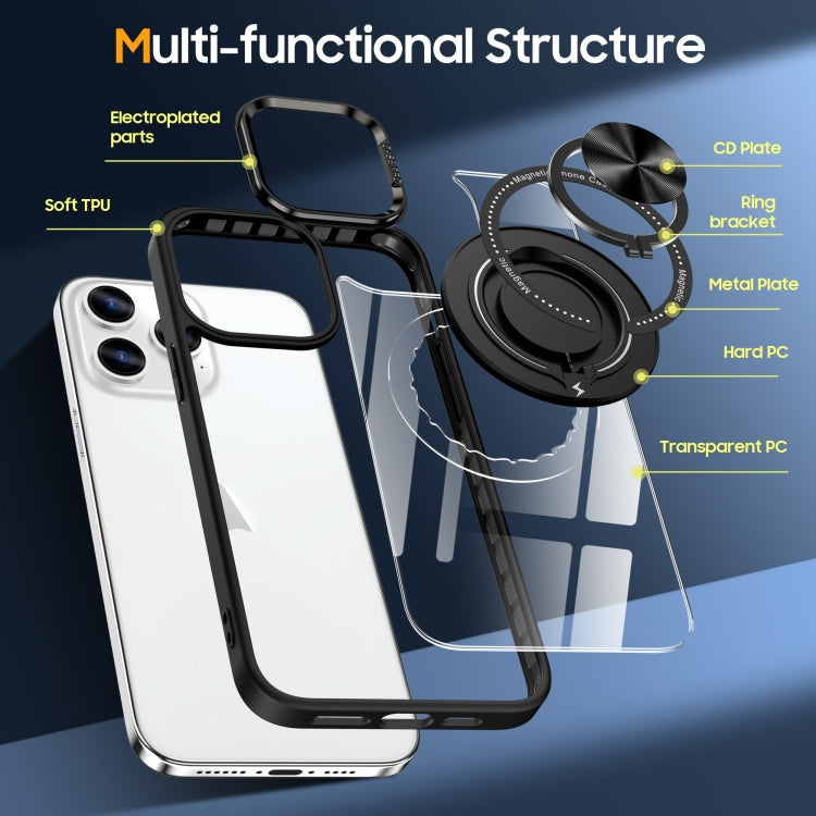 For iPhone 16 Pro Magnetic Rotating Ring Holder Phone Case(Black) - iPhone 16 Pro Cases by buy2fix | Online Shopping UK | buy2fix