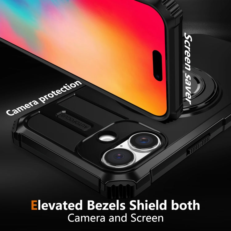 For iPhone 16 Rotating Magnetic Holder Phone Case(Black) - iPhone 16 Cases by buy2fix | Online Shopping UK | buy2fix