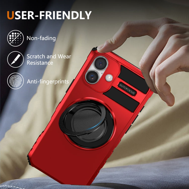 For iPhone 16 Rotating Magnetic Holder Phone Case(Red) - iPhone 16 Cases by buy2fix | Online Shopping UK | buy2fix