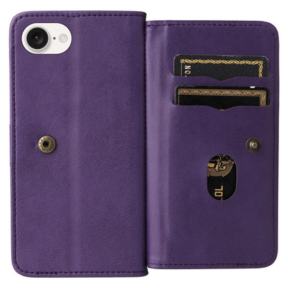 For iPhone SE 2024 Multi-Function Wallet 10 Card Slots Leather Phone Case(Violet) - More iPhone Cases by buy2fix | Online Shopping UK | buy2fix