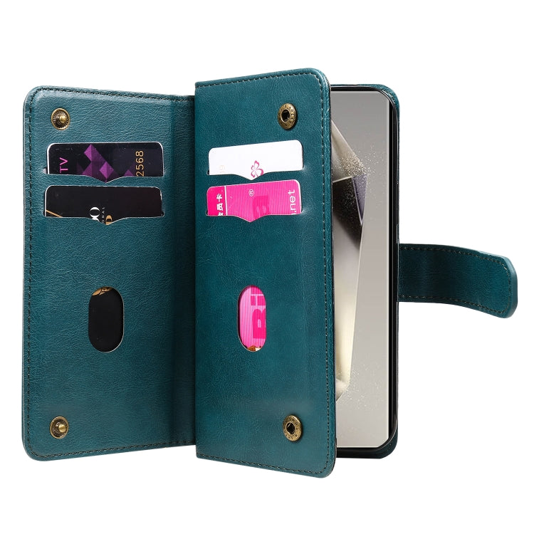 For Samsung Galaxy S25 Ultra 5G Multi-Function Wallet 10 Card Slots Leather Phone Case(Dark Green) - Galaxy S25 Ultra 5G Cases by buy2fix | Online Shopping UK | buy2fix