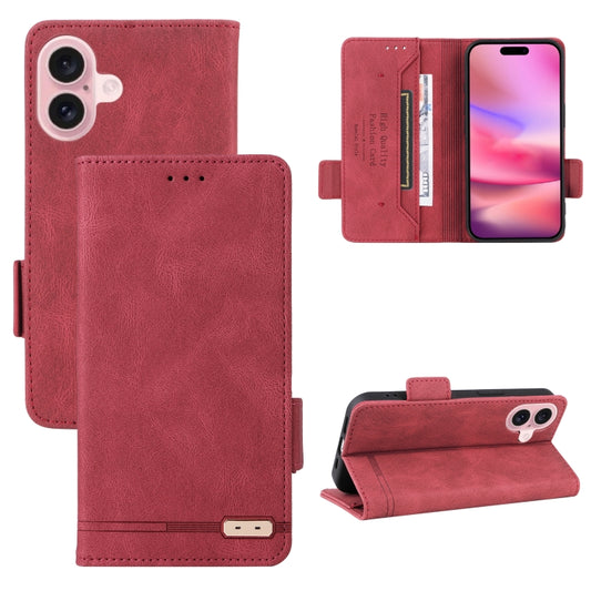 For iPhone 16 Plus Magnetic Clasp Leather Phone Case(Red) - iPhone 16 Plus Cases by buy2fix | Online Shopping UK | buy2fix