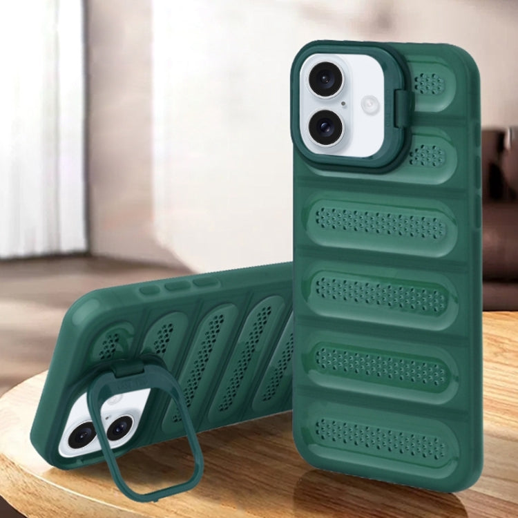 For iPhone 16 Plus Invisible Holder Cooling Phone Case(Transparent Green) - iPhone 16 Plus Cases by buy2fix | Online Shopping UK | buy2fix