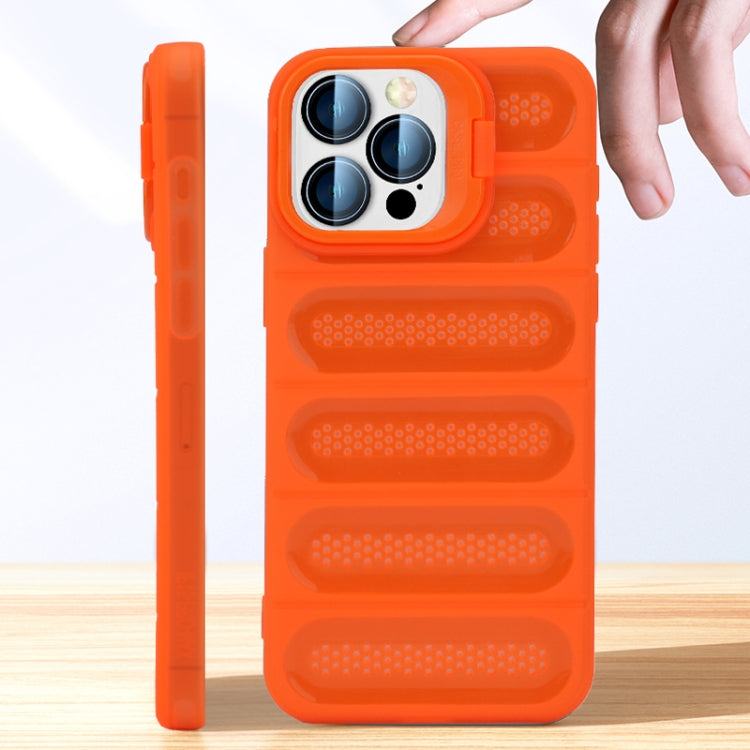 For iPhone 16 Plus Invisible Holder Cooling Phone Case(Transparent Orange) - iPhone 16 Plus Cases by buy2fix | Online Shopping UK | buy2fix