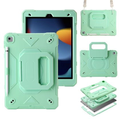 For iPad 10.2 2021 / 2020 / 2019 Legend Grip Holder Silicone Hybrid PC Tablet Case with Strap(Mint Green) - iPad 10.2 Cases by buy2fix | Online Shopping UK | buy2fix