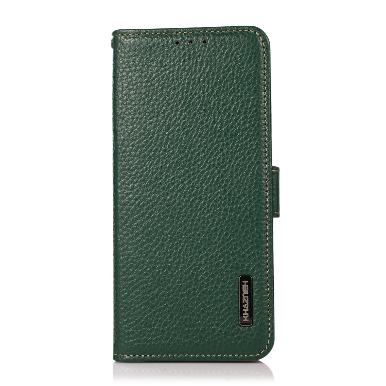 For Samsung Galaxy S25 Ultra 5G KHAZNEH Side-Magnetic Litchi Genuine Leather RFID Phone Case(Green) - Galaxy S25 Ultra 5G Cases by buy2fix | Online Shopping UK | buy2fix