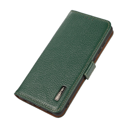 For Samsung Galaxy S25 Ultra 5G KHAZNEH Side-Magnetic Litchi Genuine Leather RFID Phone Case(Green) - Galaxy S25 Ultra 5G Cases by buy2fix | Online Shopping UK | buy2fix