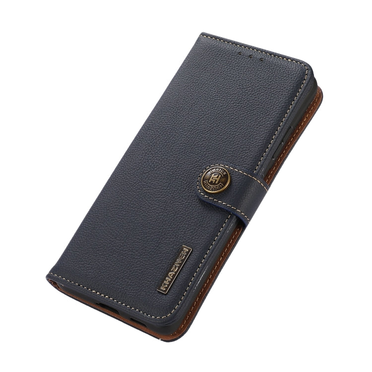 For Samsung Galaxy S25 Ultra 5G KHAZNEH Custer Genuine Leather RFID Phone Case(Blue) - Galaxy S25 Ultra 5G Cases by buy2fix | Online Shopping UK | buy2fix