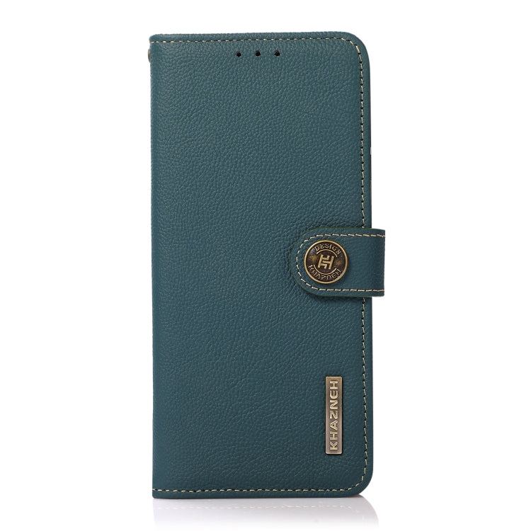 For Samsung Galaxy S25 Ultra 5G KHAZNEH Custer Genuine Leather RFID Phone Case(Green) - Galaxy S25 Ultra 5G Cases by buy2fix | Online Shopping UK | buy2fix