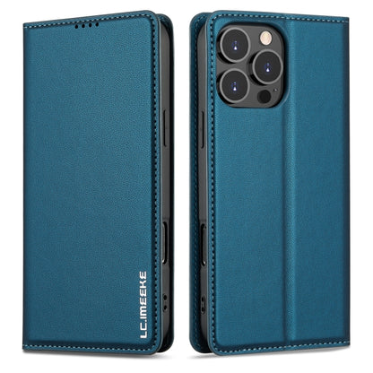 For iPhone 16 Pro Max LC.IMEEKE L1 Series Frosted Fine Texture PU Phone Case(Blue) - iPhone 16 Pro Max Cases by LC.IMEEKE | Online Shopping UK | buy2fix