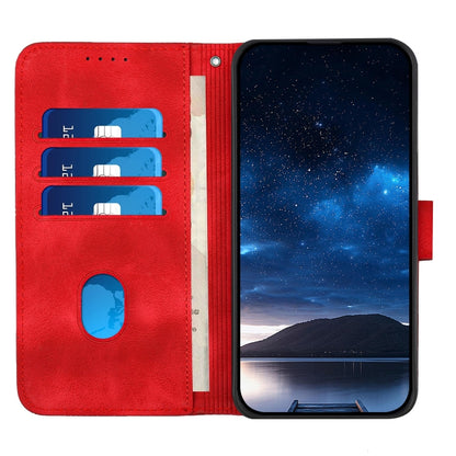 For OnePlus 12 YX0080 Grid Butterfly Embossed Pattern Flip Leather Phone Case with Lanyard(Red) - OnePlus Cases by buy2fix | Online Shopping UK | buy2fix