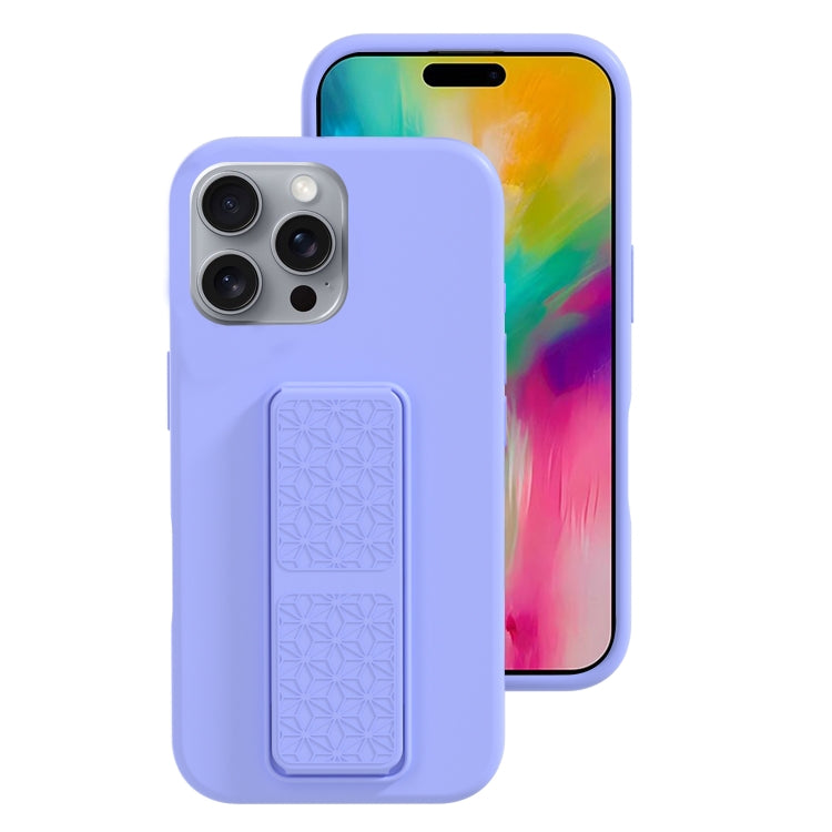 For iPhone 16 Pro Liquid Silicone Holder Phone Case(Light Purple) - iPhone 16 Pro Cases by buy2fix | Online Shopping UK | buy2fix