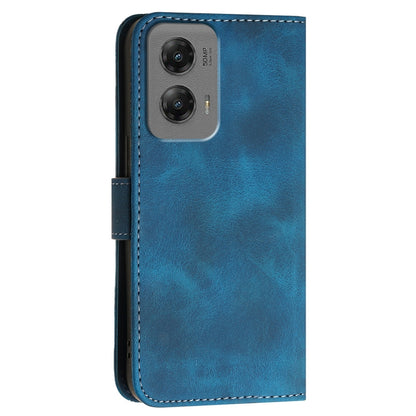 For Motorola Moto G Stylus 5G 2024 YX0080 Grid Butterfly Embossed Pattern Flip Leather Phone Case with Lanyard(Dark Blue) - Motorola Cases by buy2fix | Online Shopping UK | buy2fix