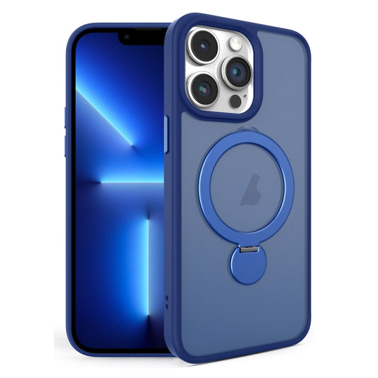 For iPhone 13 Pro 360 Degree Rotating MagSafe Magnetic Bracket Frosted Phone Case(Royal Blue) - iPhone 13 Pro Cases by buy2fix | Online Shopping UK | buy2fix