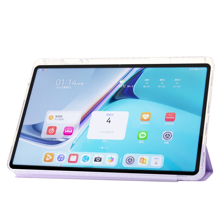 For Huawei Matepad SE 11 2024 Clear Acrylic 3-Fold Leather Tablet Case(Purple) - Huawei by buy2fix | Online Shopping UK | buy2fix