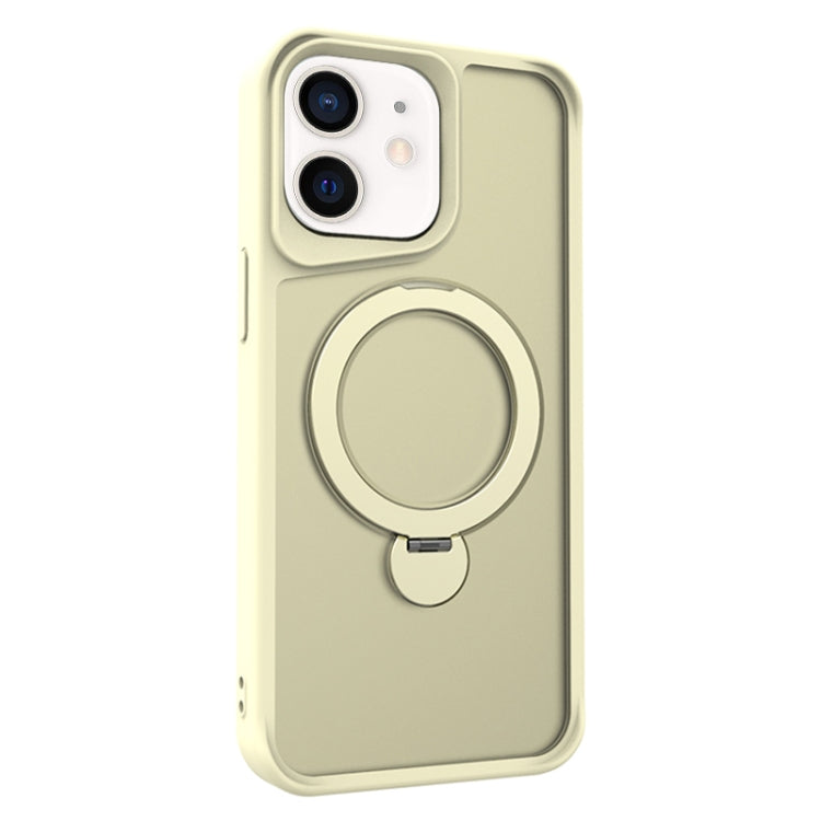 For iPhone 11 Invisible Fulcrum Holder MagSafe Phone Case(Beige) - iPhone 11 Cases by buy2fix | Online Shopping UK | buy2fix