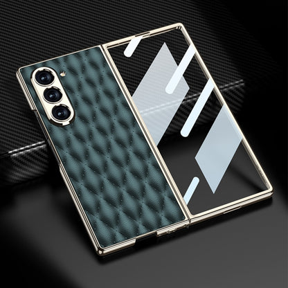 For Samsung Galaxy Z Fold6 GKK Integrated Plating Leather Rhombus Texture Full Coverage Phone Case(Grey) - Galaxy Z Fold6 5G Cases by GKK | Online Shopping UK | buy2fix