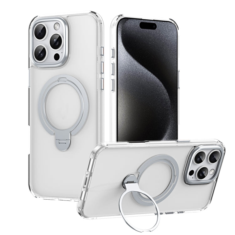 For iPhone 16 Pro Double Ring MagSafe Magnetic Holder Phone Case(Transparent) - iPhone 16 Pro Cases by buy2fix | Online Shopping UK | buy2fix