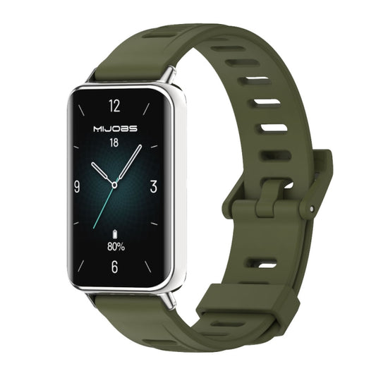 For Honor Band 9 MIJOBS Flat Hole Breathable TPU Watch Band(Army Green Silver) - Watch Bands by MIJOBS | Online Shopping UK | buy2fix