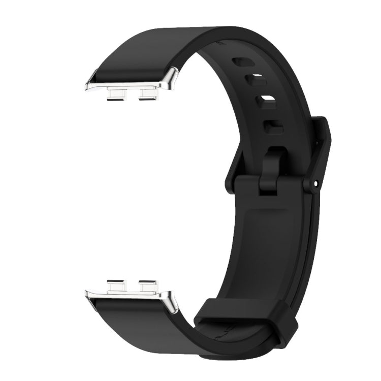 For Honor Band 9 MIJOBS Solid Color Silicone Watch Band(Black Silver) - Watch Bands by MIJOBS | Online Shopping UK | buy2fix