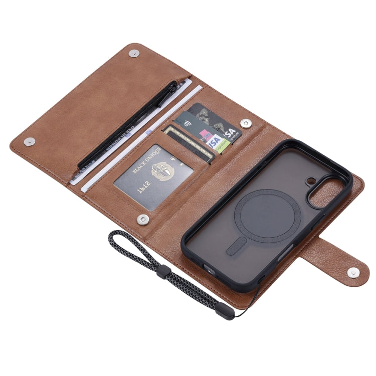 For iPhone 16 ViLi GVB Series MagSafe Magnetic RFID Leather Phone Case(Brown) - iPhone 16 Cases by ViLi | Online Shopping UK | buy2fix