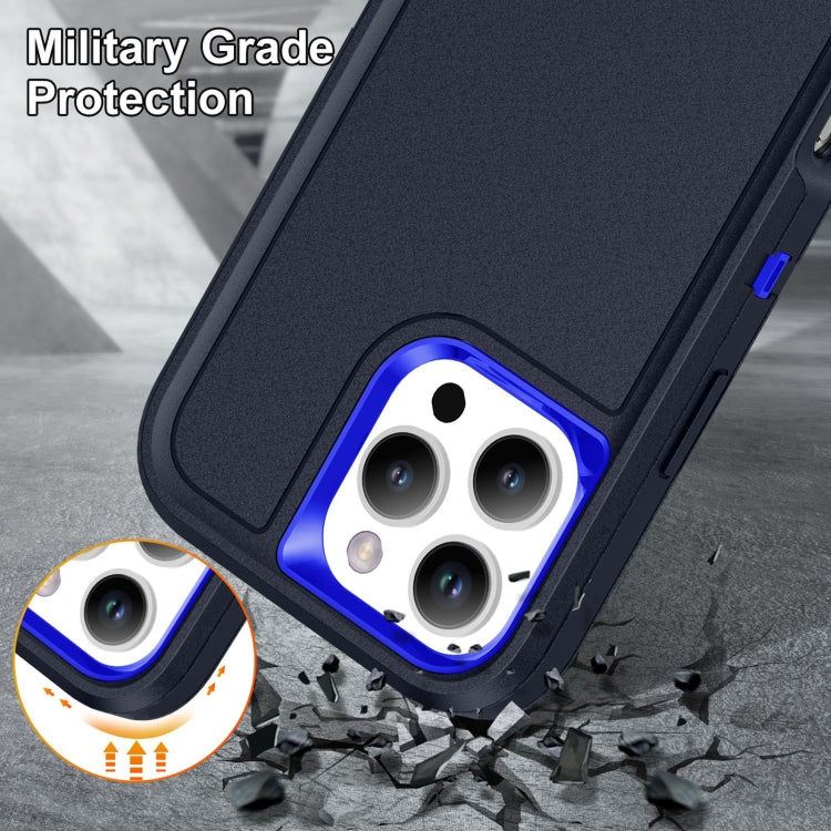 For iPhone 16 Pro Rugged PC + Silicone Phone Case with Holder(Dark Blue+Royal Blue) - iPhone 16 Pro Cases by buy2fix | Online Shopping UK | buy2fix